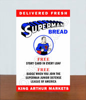 1941 Superman Bread Store Counter Standup Sign - King Arthur Markets - 2609