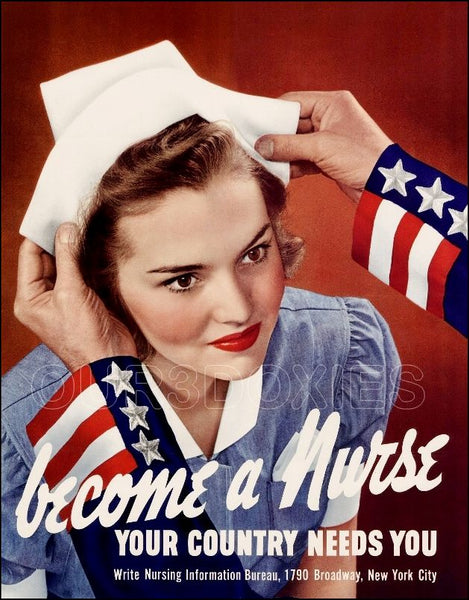 1942 WWII Poster Photo 11X14 Photo - Become A Nurse - 3088