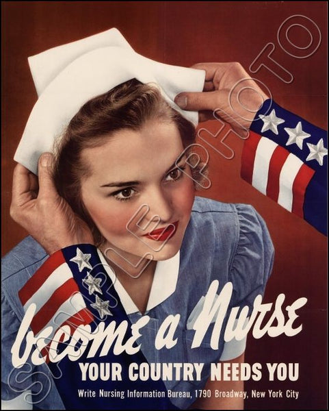 1942 WWII Poster Photo 8X10 Photo - Become A Nurse - 3087