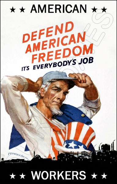 1942 WWII Poster 11X17 - Defend American Freedom - 3089
