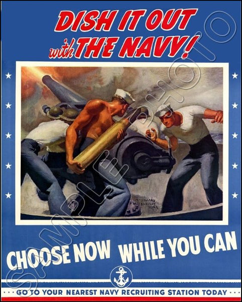 1942 WWII Poster Photo 8X10 Photo - Dish It Out Navy - 3091