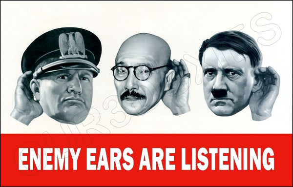 1942 WWII Poster 11X17 - Enemy Ears Are Listening - 3092
