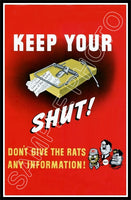 1942 WWII Poster 11X17 - Keep Your Trap Shut - 3095