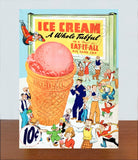 1947 Dick Tracy Little Orphan Annie Store Counter Standup Sign -  Ice Cream Cone - 2612