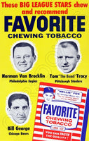 1950's Favorite Tobacco Store Counter Standup Sign - Van Brocklin Tracy George - 2979