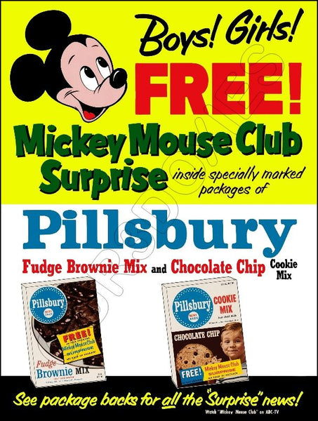 1950's Pillsbury Store Counter Standup Sign - Mickey Mouse Club - 2419