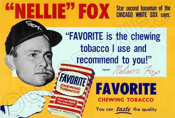 1950's Nellie Fox Favorite Tobacco Store Counter Standup Sign - Chicago White Sox - 72