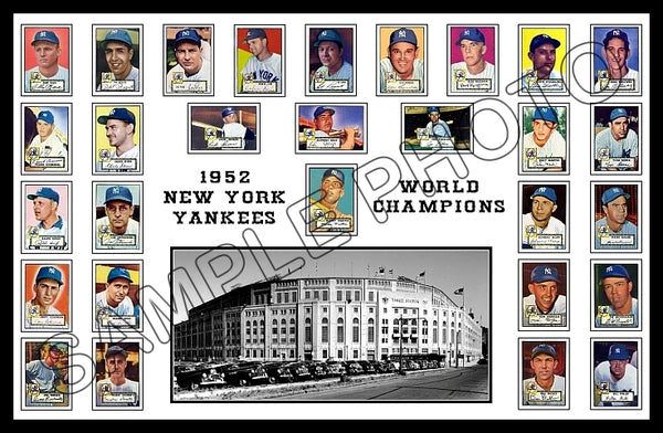 1952 Topps New York Yankees Poster 11X17 - Mickey Mantle Rookie - 1460