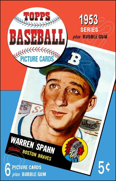 Warren Spahn 1953 Topps Baseball Cards Store Counter Standup Sign - Braves - 1515
