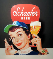 1955 Brooklyn Dodgers Schaefer Beer Die Cut Store Counter Standup Sign - 2107