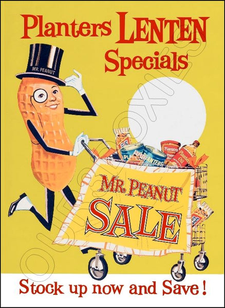 1960's Planters Peanuts Store Counter Standup Sign - Mr. Peanut - 2301