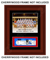 1980 USA Olympic Hockey Team Ticket Matted Photo Display 11X14 - 3077