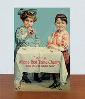 1910 Allens Red Tame Cherry Store Counter Standup Sign - 2304