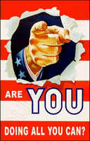 1942 WWII Poster 11X17 - Are You Doing All You Can - 3116