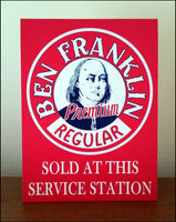 1930's Ben Franklin Gasoline Store Counter Standup Sign - 3015