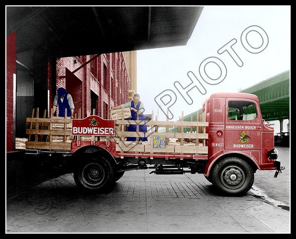 Budweiser Beer Truck Colorized 8X10 Photo - 1940's New York - 2223