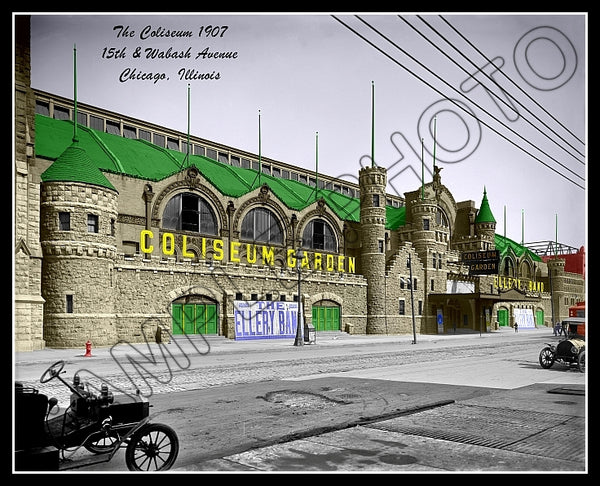 Chicago Coliseum Colorized 8X10 Photo - Illinois Blackhawks - 2455