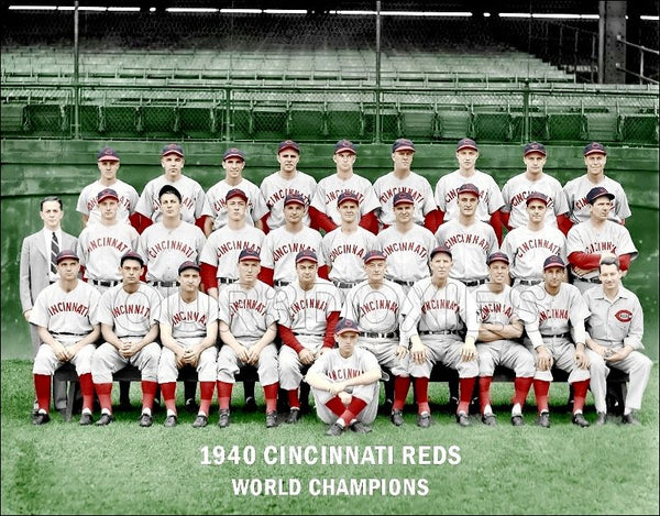 1940 Cincinnati Reds Colorized 11X14 Photo - Lombardi Dimaggio Vander Meer - 1500