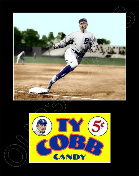 Ty Cobb 1920's Candy Matted Photo Display 11X14 - Detroit Tigers - 1519
