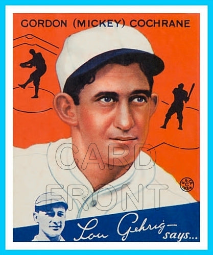 1934 Goudey Mickey Cochrane Reprint Card - Detroit Tigers - 3342