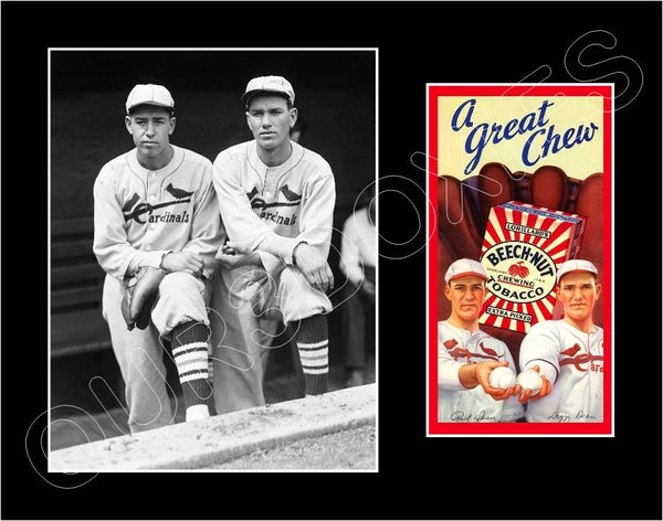 Dizzy Dean Daffy Dean Matted Photo Display 11X14 - 1934 Beech-Nut Cardinals - 1690