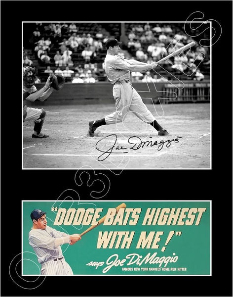 Joe Dimaggio Dodge Bats Matted Photo Display 11X14 - New York Yankees - 1531