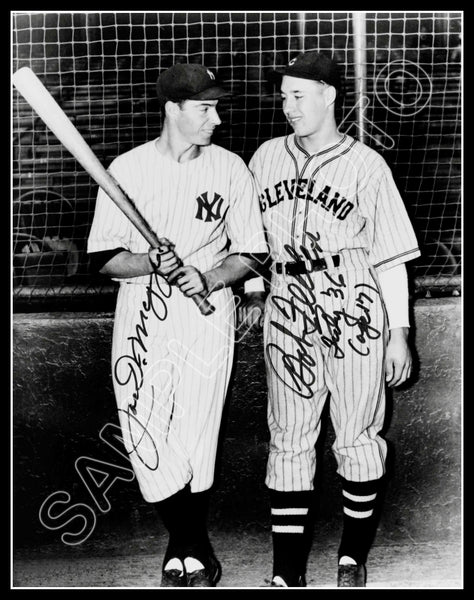 Joe Dimaggio Bob Feller 11X14 Photo - Autographed Yankees Indians - 1708