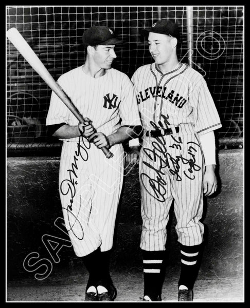 Joe Dimaggio Bob Feller 8X10 Photo - Autographed Yankees Indians - 1707
