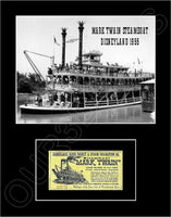 1955 Disneyland Mark Twain Steamboat Ride Ticket Matted Photo Display 11X14 - 2477