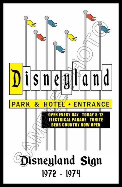 Disneyland Sign 1972-1974 Poster 11X17 - 1252