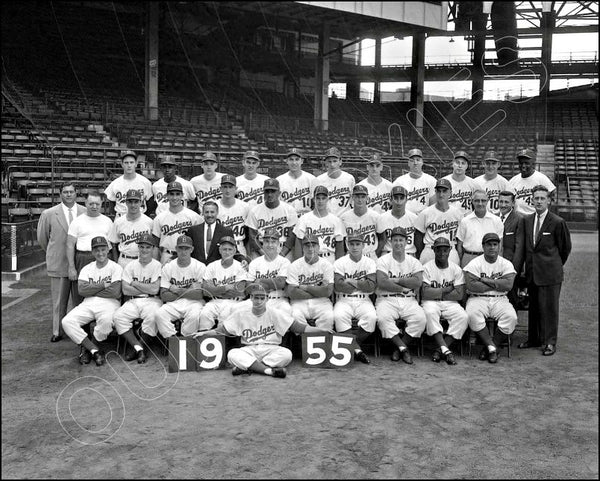 1955 Brooklyn Dodgers 8X10 Photo - Robinson Scully Snider - 55