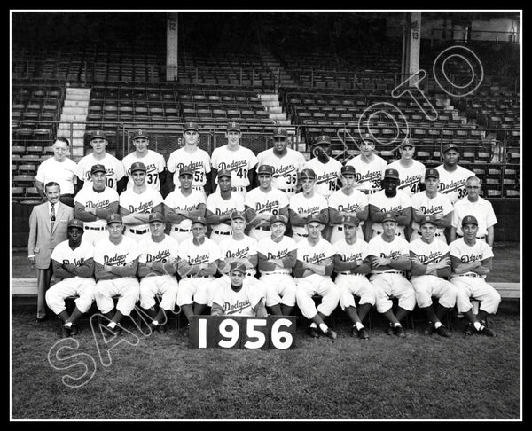 1956 Brooklyn Dodgers 8X10 Photo - Robinson Snider - 2140