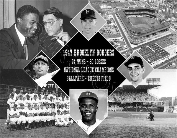 1947 Brooklyn Dodgers Diamond 11X14 Photo - Robinson Reese Branca Walker - 2190