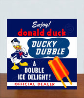 1950's Donald Duck Ice Cream Store Counter Standup Sign - Ducky Dubble - 2483