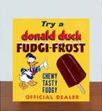 1950's Donald Duck Ice Cream Store Counter Standup Sign - Fudgi Frost - 2484