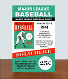 Bob Feller 1941 Dell Baseball Magazine Store Counter Standup Sign - Indians - 1805