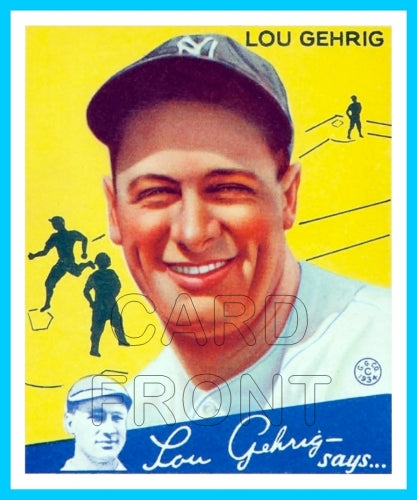 1934 Goudey Lou Gehrig Reprint Card #37- New York Yankees - 3346