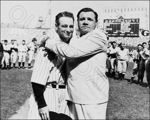 Babe Ruth Lou Gehrig 8X10 Photo - 1939 Yankees Luckiest Man Speech - 1800