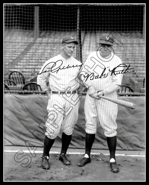 Babe Ruth Lou Gehrig 8X10 Photo - Autographed New York Yankees - 1790