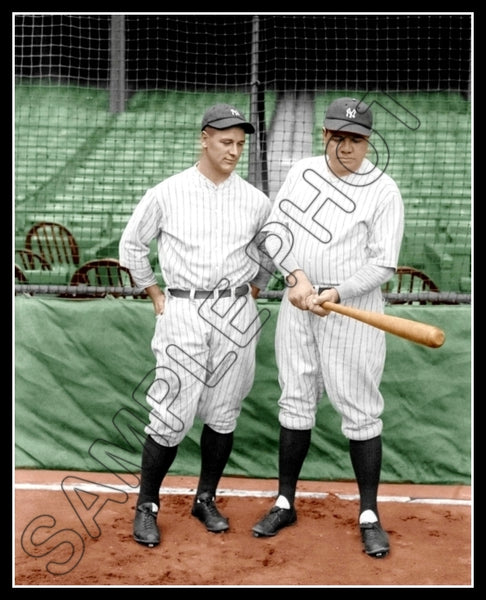 Babe Ruth Lou Gehrig Colorized 8X10 Photo - New York Yankees - 1789