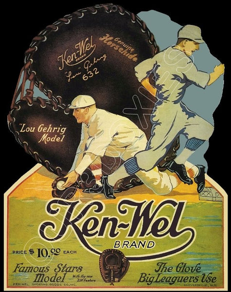 1930's Lou Gehrig Ken-Wel Glove Die Cut Store Counter Standup Sign - Yankees - 2106