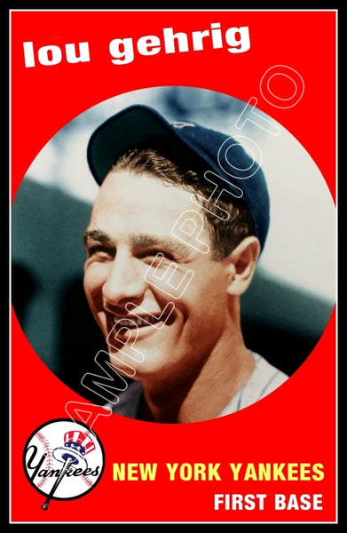 Lou Gehrig Poster 11X17 - New York Yankees 1959 Topps Style - 329