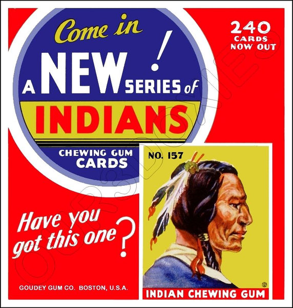 1933 Goudey Indians Store Counter Standup Sign - Gum- 2620