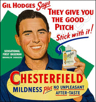 Gil Hodges 1952 Chesterfield Store Counter Standup Sign - Brooklyn Dodgers - 1555