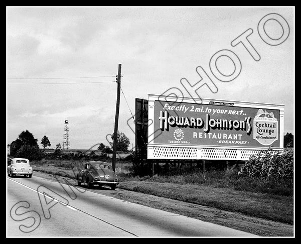 1948 Howard Johnson's Restaurant Billboard 8X10 Photo - Bordentown New Jersey - 2342