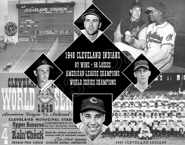 1948 Cleveland Indians Diamond 11X14 Photo - Feller Paige Boudreau Doby - 2151