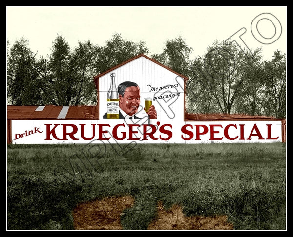 1924 Krueger Special Beer Billboard Colorized 8X10 Photo - 2260