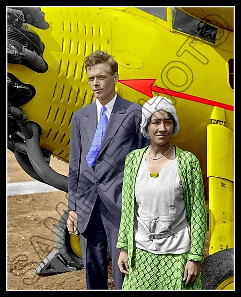 1929 Charles Lindbergh Colorized 8X10 Photo - Wife - 2850