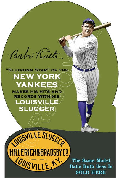 1930's Babe Ruth Louisville Slugger Die Cut Store Counter Standup Sign - Yankees - 2108