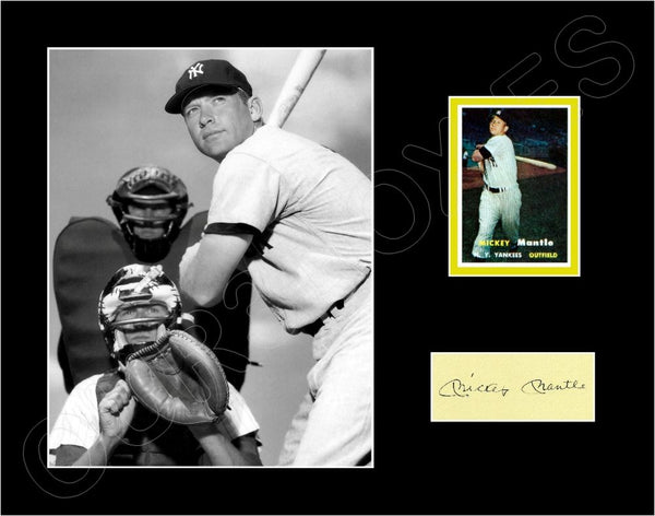 Mickey Mantle 1957 Topps Card Matted Photo Display 11X14 - Yankees - 1575